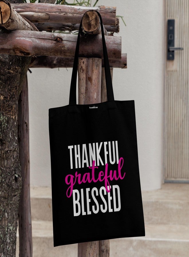 TrendoPrint Eco-Friendly Printed Black Tote Bag 14 x 16 inch with Makeup Pouch for College, Shopping and Travelling (TB128) - Image 4