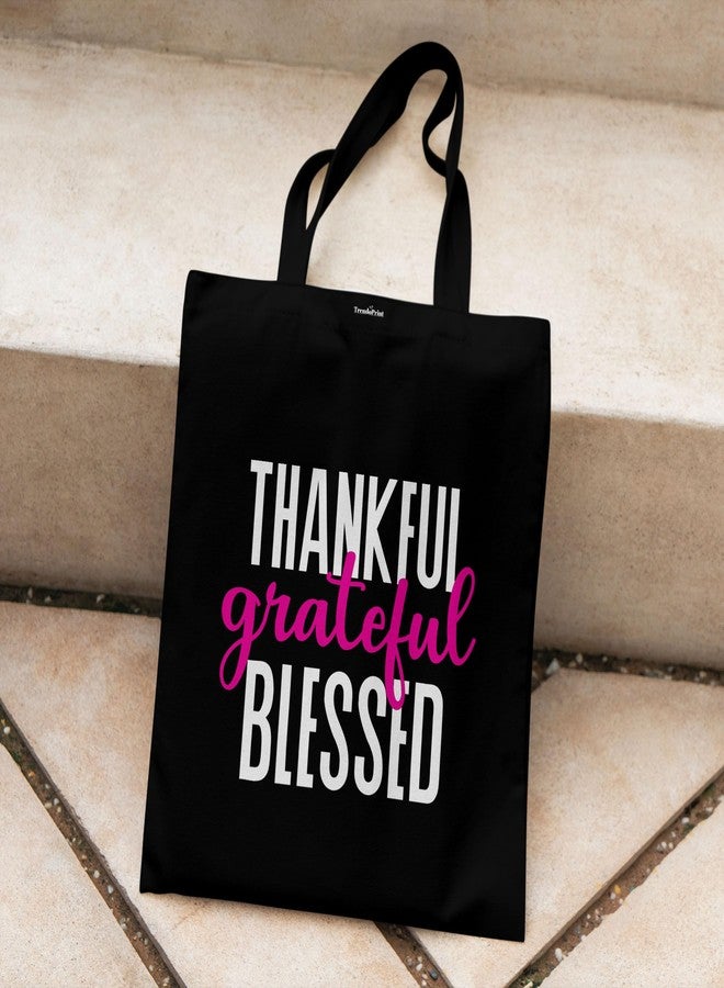 TrendoPrint Eco-Friendly Printed Black Tote Bag 14 x 16 inch with Makeup Pouch for College, Shopping and Travelling (TB128) - Image 2