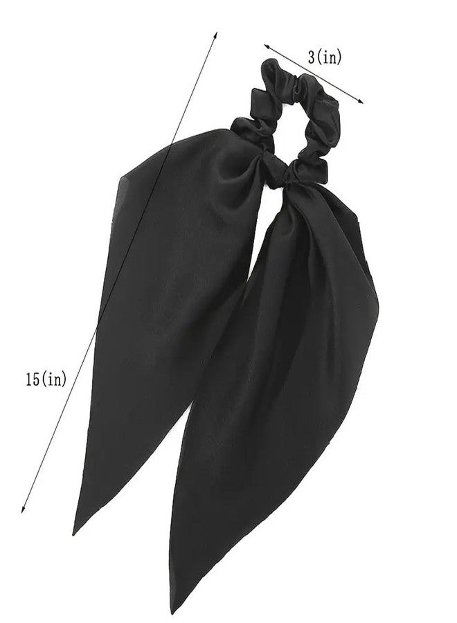 Ashkash 6pcs Elegant Sweet Solid Color Satin Knotted Bow Hair Scarf Scrunchies - Elastic Hair Ties for Women and Girls Ponytail Holder for a Stylish and Comfortable Hair Accessory - Image 5