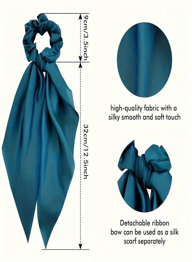 Ashkash 6pcs Elegant Sweet Solid Color Satin Knotted Bow Hair Scarf Scrunchies - Elastic Hair Ties for Women and Girls Ponytail Holder for a Stylish and Comfortable Hair Accessory - Image 4