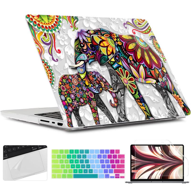 حافظة TWOLSKOO لجهاز MacBook Pro مقاس 16 بوصة 2023 2022 2021 إصدار M2 A2780 M1 A2485 M1 ProMax غلاف صلب غطاء لوحة المفاتيح واقي شاشة لجهاز Mac Pro 16 مع Touch ID فن الفيلة
