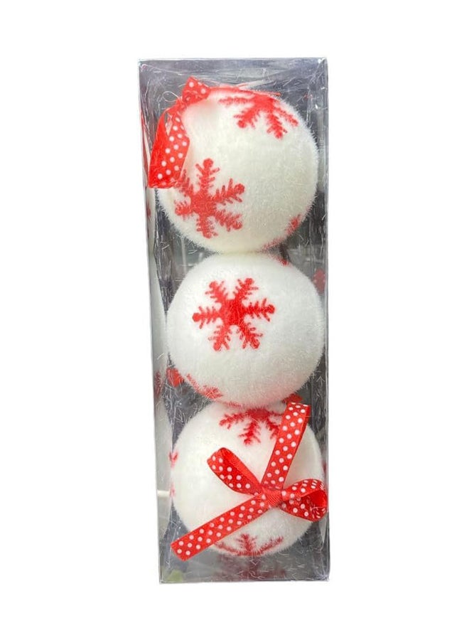 3-Piece Christmas Balls Set 8 Cm White  - Image 1