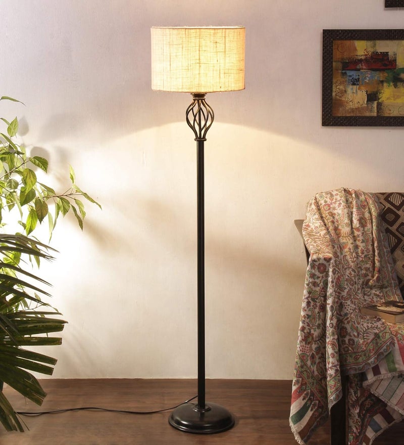 AMDHOME Metal Floor Lamp with Base and Shade White Pack of 1 Lamp Stand 1 Base 1 Weight 1 Shade 14 - Image 1