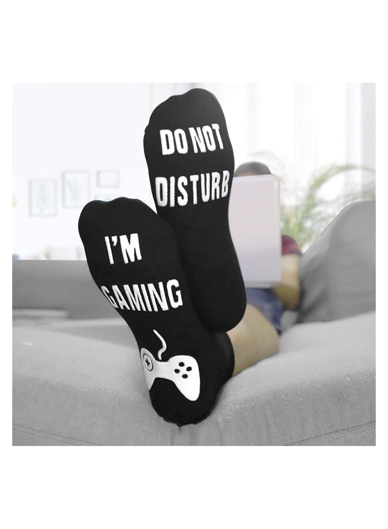سيوسي جوارب قطنية حديثة للرجال ، هدايا ممتعة للاعبين هدية رائعة ، جوارب ألعاب لا تزعجها هدايا مرحة للرجال والنساء والمراهقين ، لا تزعج ، أنا ألعب ، أسود (زوج واحد) - Image 3