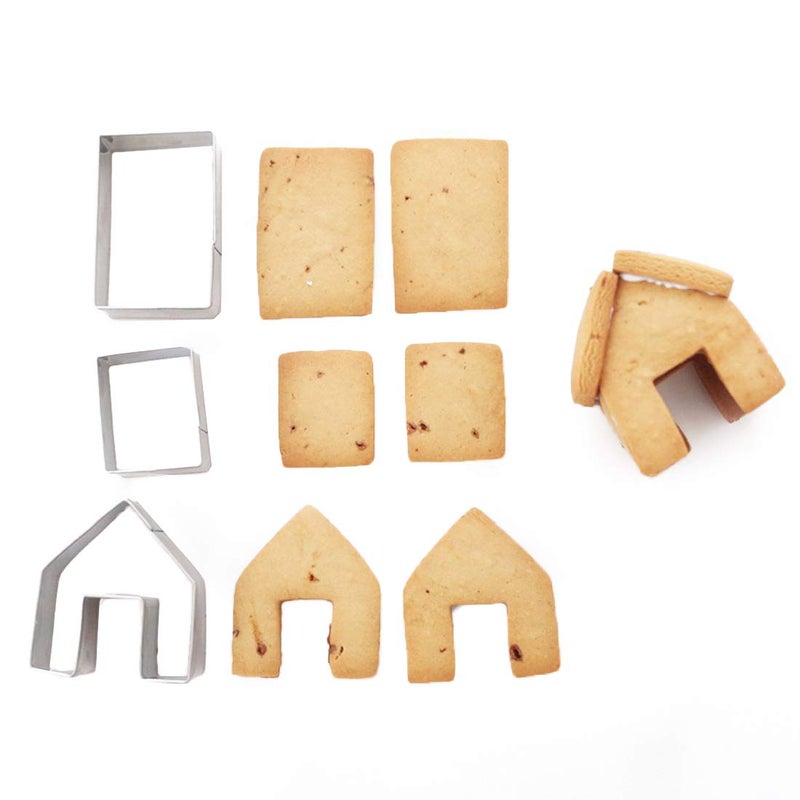 Zavaca 3 Pcs Stainless Steel Christmas Mini House Mold Gingerbread Cookie Cutter Set Cupcake Chocolate House (Small) - Image 3