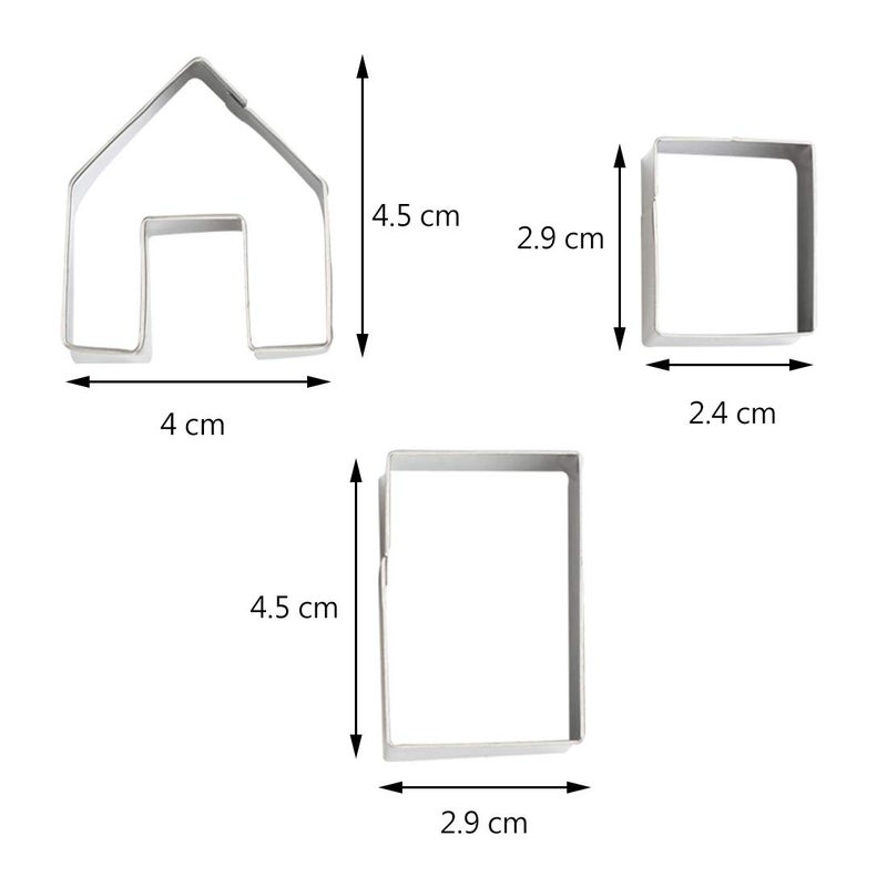 Zavaca 3 Pcs Stainless Steel Christmas Mini House Mold Gingerbread Cookie Cutter Set Cupcake Chocolate House (Small) - Image 2
