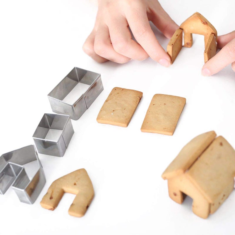 Zavaca 3 Pcs Stainless Steel Christmas Mini House Mold Gingerbread Cookie Cutter Set Cupcake Chocolate House (Small) - Image 4