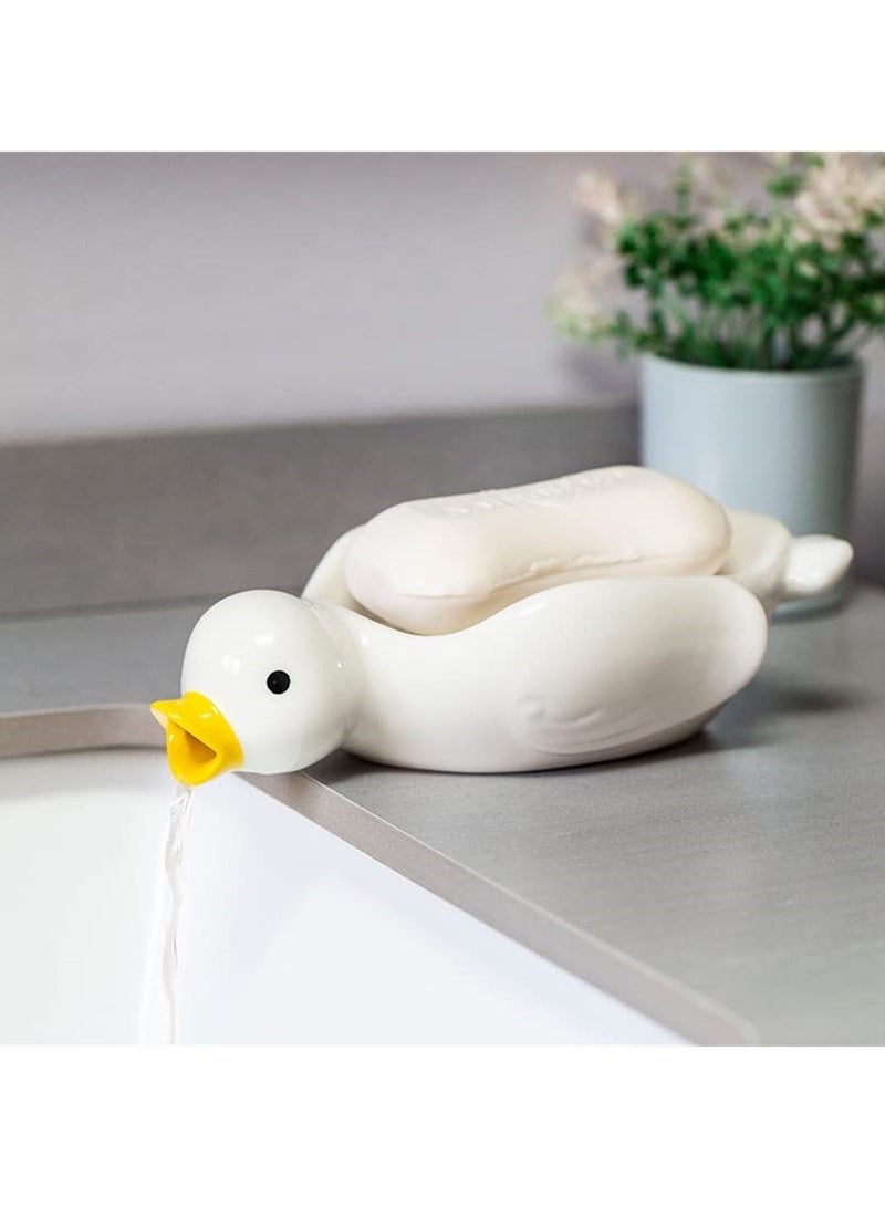 Cute Cartoon Duck Ceramic Soap Dish Self Draining Holder for Bathroom Shower Kitchen - Image 4