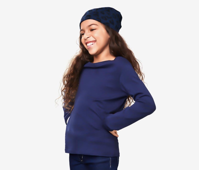 Tchibo Girls Reversible Hat, Navy Combo - Image 2