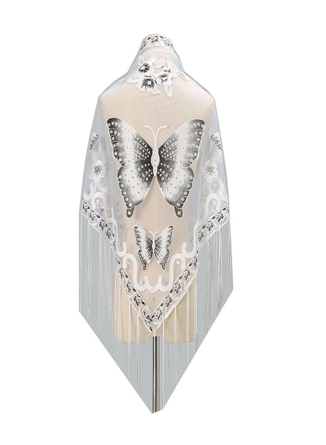 Ralcosuss Women’s Butterfly Shawl and Wrap Lace Hollow Out Triangle Pashmina Scarf for Wedding Evening Party Dresses
