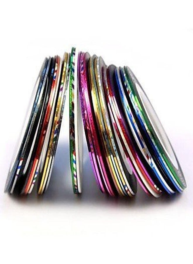 Gugzy® 10 Rolls Nail Art Striping Tape Line Sticker Tips DIY Mixed Colors Self-Adhesive Decal Tools (1mm) - Image 2