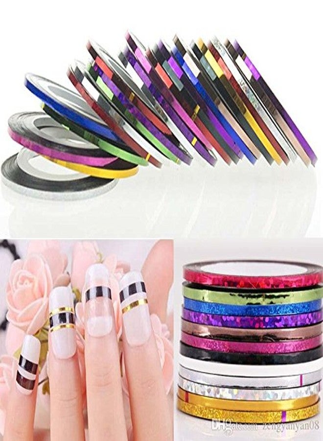 Gugzy® 10 Rolls Nail Art Striping Tape Line Sticker Tips DIY Mixed Colors Self-Adhesive Decal Tools (1mm) - Image 1
