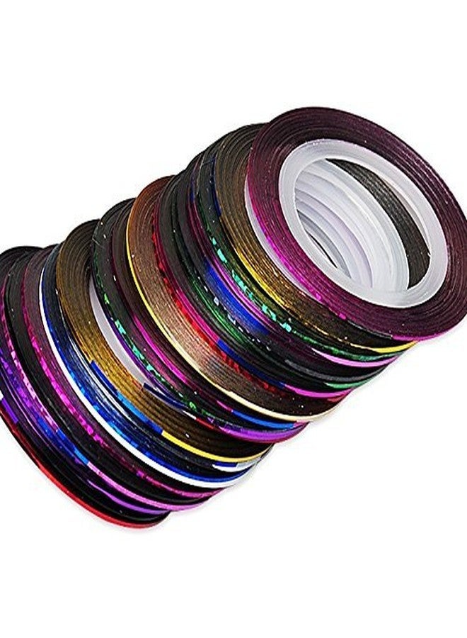 Gugzy® 10 Rolls Nail Art Striping Tape Line Sticker Tips DIY Mixed Colors Self-Adhesive Decal Tools (1mm) - Image 3