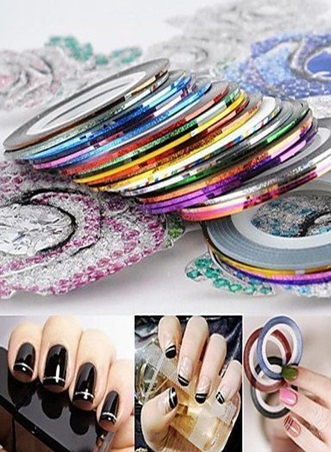 Gugzy® 10 Rolls Nail Art Striping Tape Line Sticker Tips DIY Mixed Colors Self-Adhesive Decal Tools (1mm) - Image 4