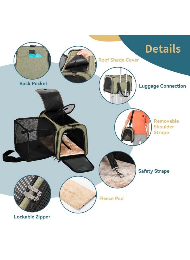 Petsfit Petsfit Top Load Expandable Dog Carrier for Small Dog, Medium Cat, Or 2 Small Cats with Comfy Pad, Escape Proof, Easy Storage, Washable, Fit for Vet Visit and Outdoor, 19"X12" X12", Green  - Image 2