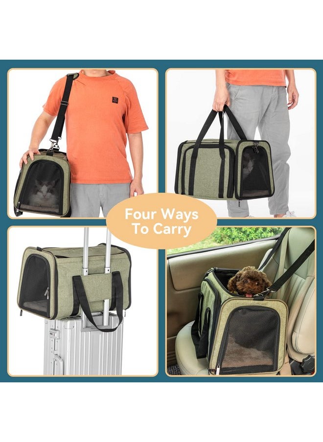 Petsfit Petsfit Top Load Expandable Dog Carrier for Small Dog, Medium Cat, Or 2 Small Cats with Comfy Pad, Escape Proof, Easy Storage, Washable, Fit for Vet Visit and Outdoor, 19"X12" X12", Green  - Image 5