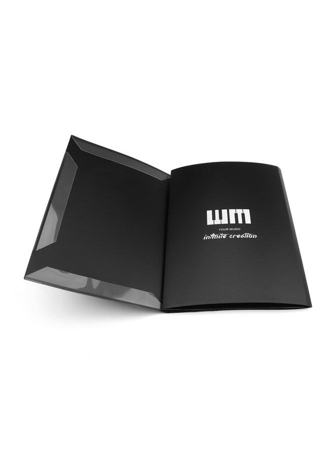 Thoraya Black Sheet Music Folder A4 Size Storage Holder Binder for Stage Musical Instrument Piano Performance  - Image 2