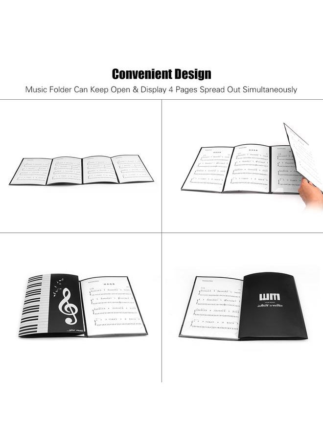 Thoraya Black Sheet Music Folder A4 Size Storage Holder Binder for Stage Musical Instrument Piano Performance  - Image 3