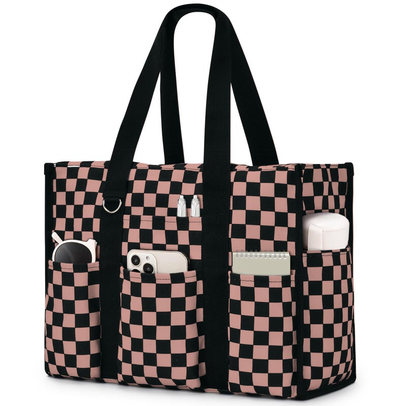 Becokan Large Tote Bag for Women Waterproof with 12 Pockets Top Zipper Closure Utility Teacher Nurse Bags for Work School - Image 1