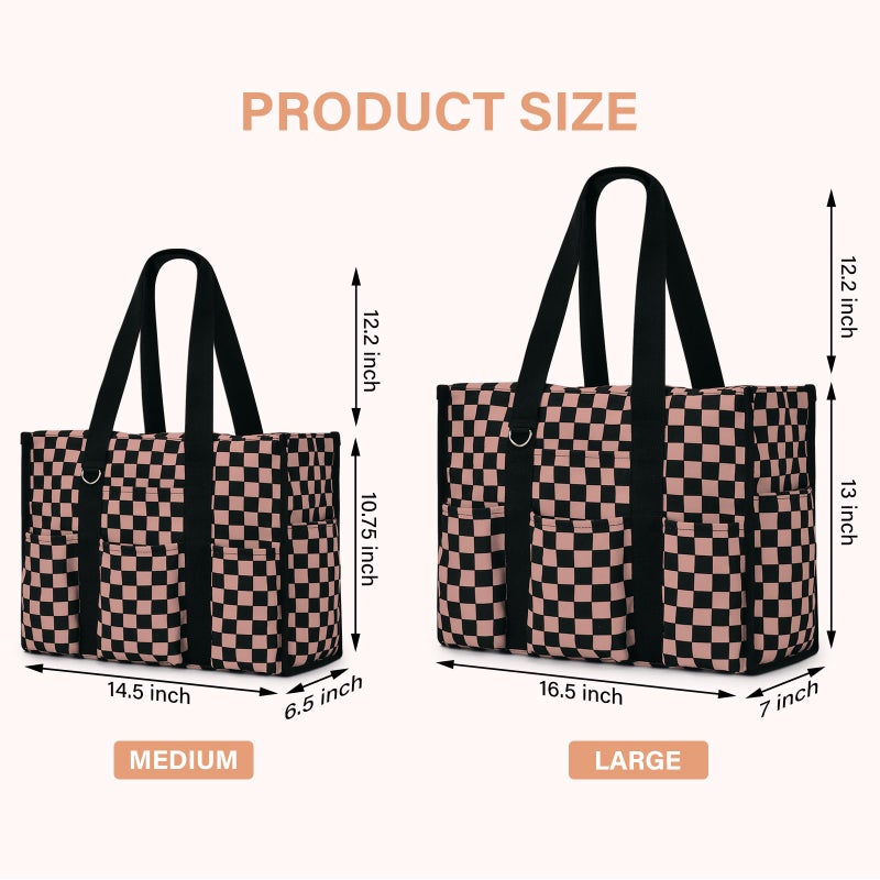 Becokan Large Tote Bag for Women Waterproof with 12 Pockets Top Zipper Closure Utility Teacher Nurse Bags for Work School - Image 5