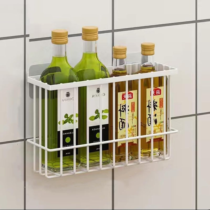 EigPluy 2 Pieces Kitchen Cabinet Door Storage Box, Self-Adhesive Storage Box, Wall Mounted Metal Storage Boxes,Cabinet/Bathroom/Fridge Small Items Organiser Storage Box (White) - Image 5