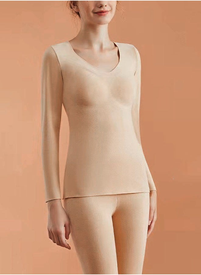 TAPIT - With Chest Pad Thermal Underwear Women Ultra-Soft Long Johns Set Ultra Thin Base Layer Skiing Winter Warm Top & Bottom Cold Weather Base Layer Top and Leggings Bottom Winter Set - Image 1