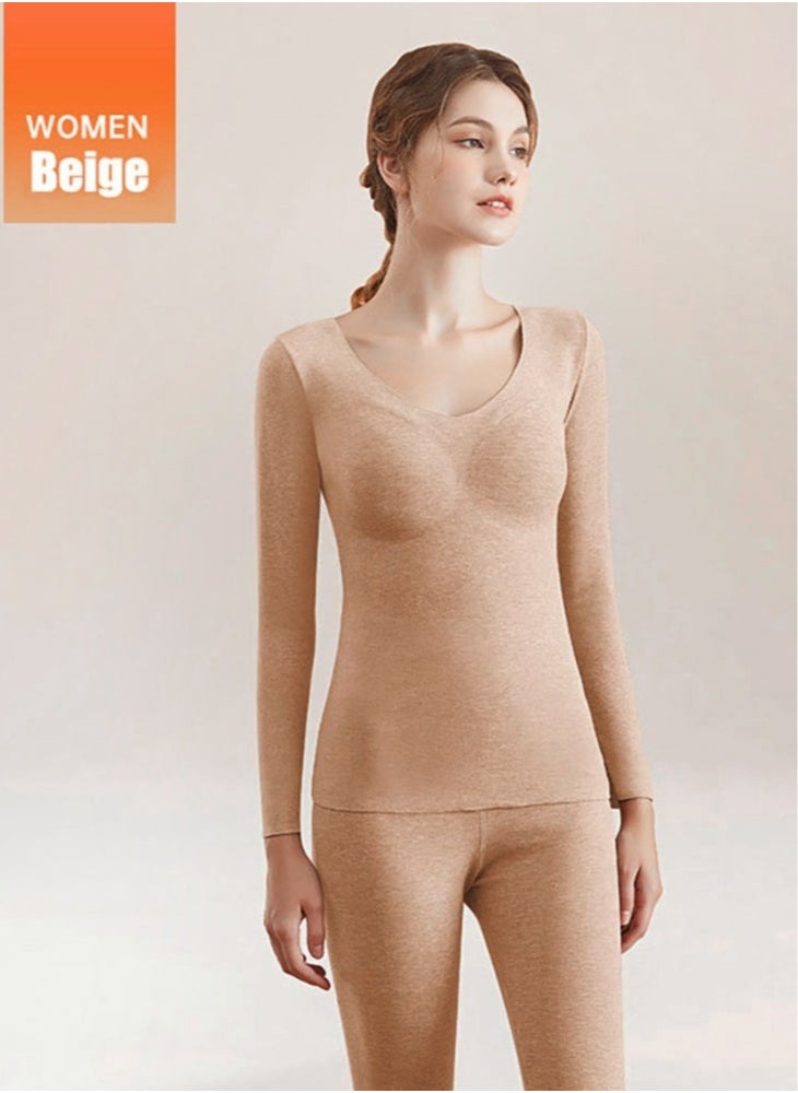 TAPIT - With Chest Pad Thermal Underwear Women Ultra-Soft Long Johns Set Ultra Thin Base Layer Skiing Winter Warm Top & Bottom Cold Weather Base Layer Top and Leggings Bottom Winter Set - Image 1