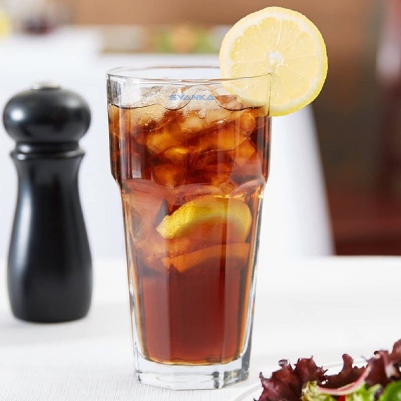 SYANKA Premium Water Glass Tumbler Highball Glasses Set of 6 400ML Transparent Drinking Glass for Iced Tea Cocktail Juice Milkshake Coke Soda - Image 1