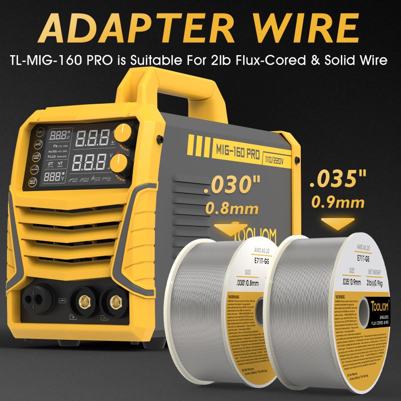 TOOLIOM 160A MIG Welder 4 in 1 Gas MIG/Flux Core MIG/Stick (MMA)/Lift TIG Welding Machine 110/220V Dual Voltage Welder IGBT DC Inverter with LCD Display - Image 4