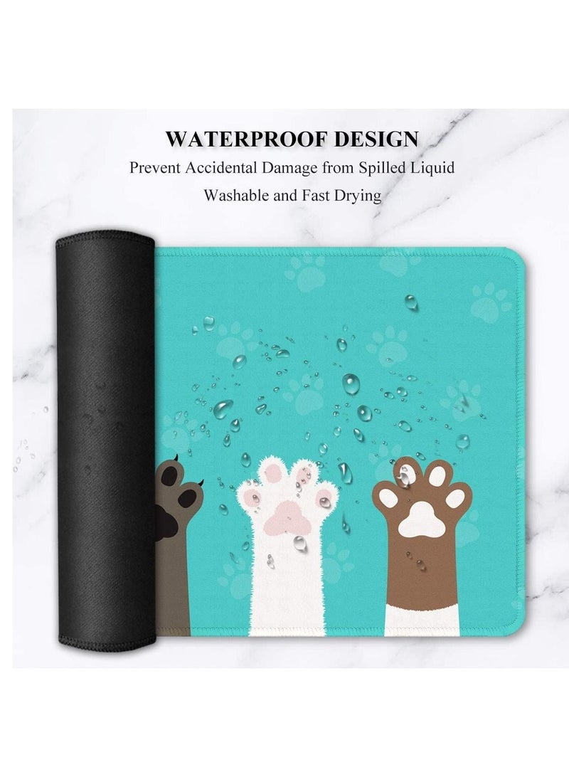 Captaintech Large Mouse Pad, Full Desk XXL Extended Gaming Mouse Pad 35In X 15In, Waterproof Desk Mat with Stitched Edge, Non-Slip Laptop Computer Keyboard Mousepad for Office Home, Cute Cat Paws Design - Image 5