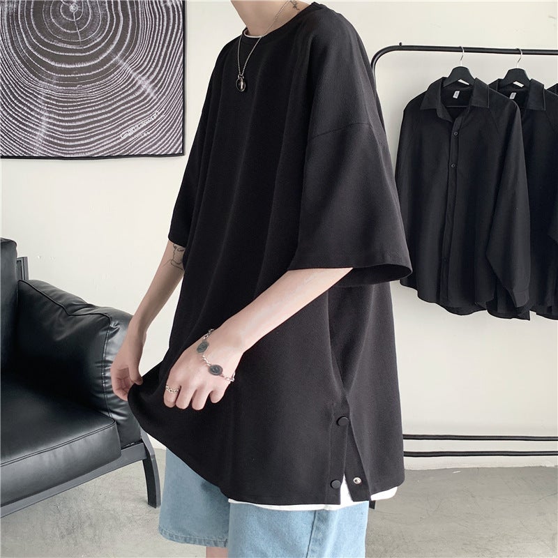 Short-sleeved T-shirt Men's Summer Trendy Brand Fashionable plus size Loose Clothes Men's 2022 New Half-sleeved T-shirt Ins Hong Kong Style - Image 5