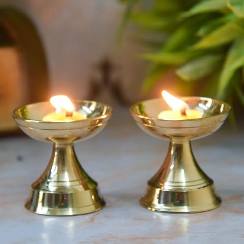 NEETU ARTS | Pure Brass Neeranjan Diya | Deepak for Pooja | Home Temple Decor | 2 Inches | 160 gm - Image 2