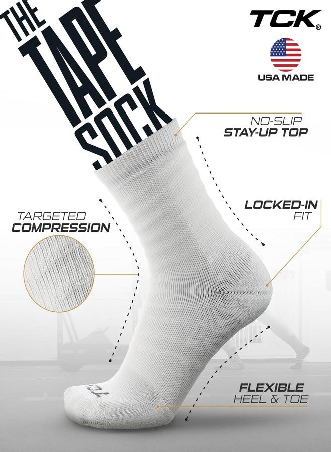 TCK Ankle Compression Socks for Men and Women - 20-30 mmHg (White/White, Large) - Image 4