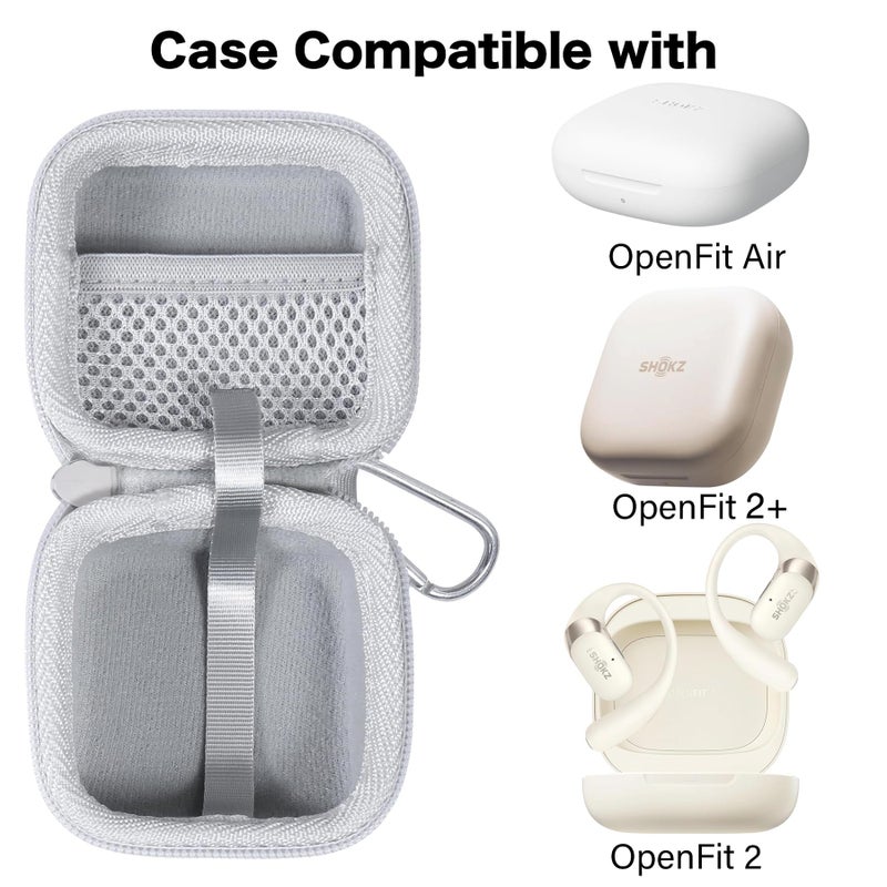 co2CREA Hard Case Replacement for SHOKZ New OpenFit 2+ / OpenFit 2 / OpenFit Air Open-Ear True Wireless Bluetooth Headphones, White - Image 2