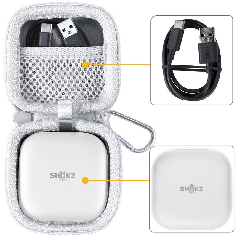 co2CREA Hard Case Replacement for SHOKZ New OpenFit 2+ / OpenFit 2 / OpenFit Air Open-Ear True Wireless Bluetooth Headphones, White - Image 3