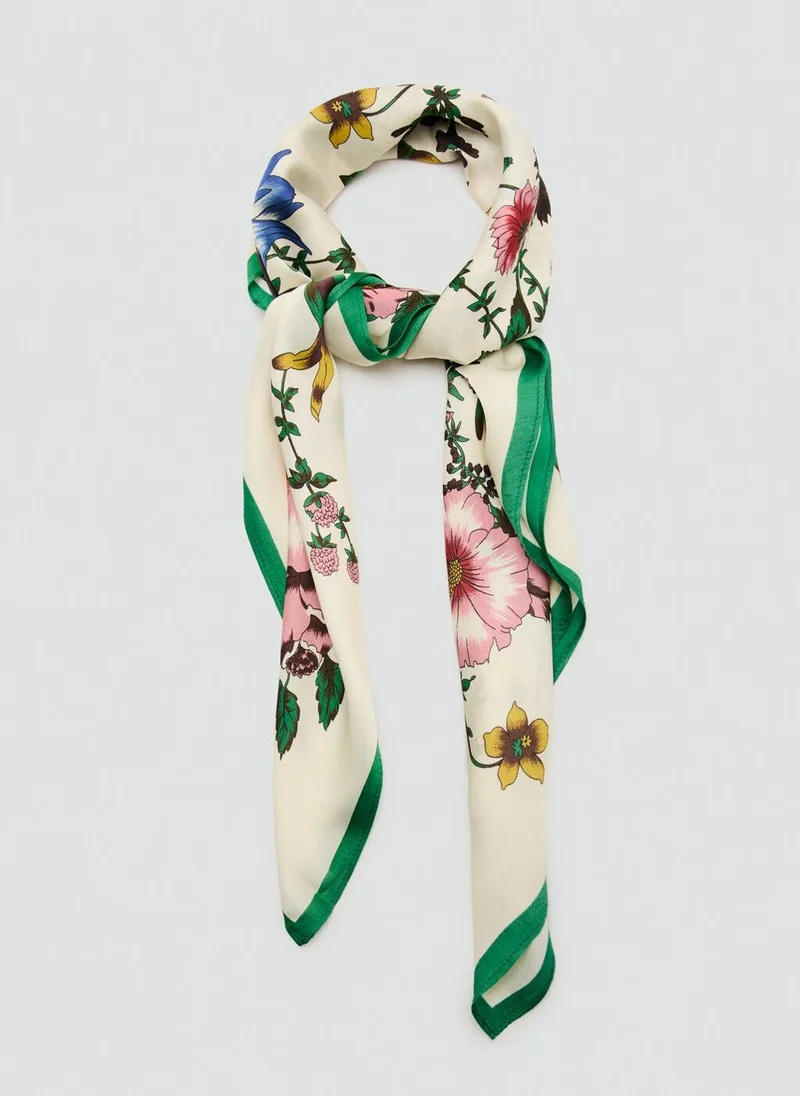 مانجو Floral satin scarf