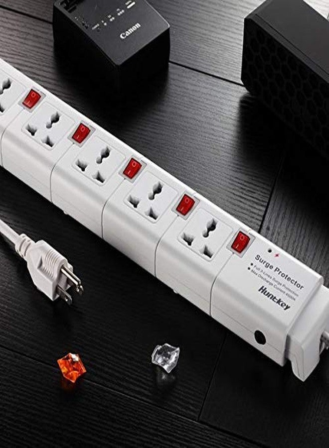 HuntKey PVC 5 Socket Surge Protector with Individual Switches, Overload Protection, Copper Material Body and Smart IC Technology Extension Cord (White) - Image 1