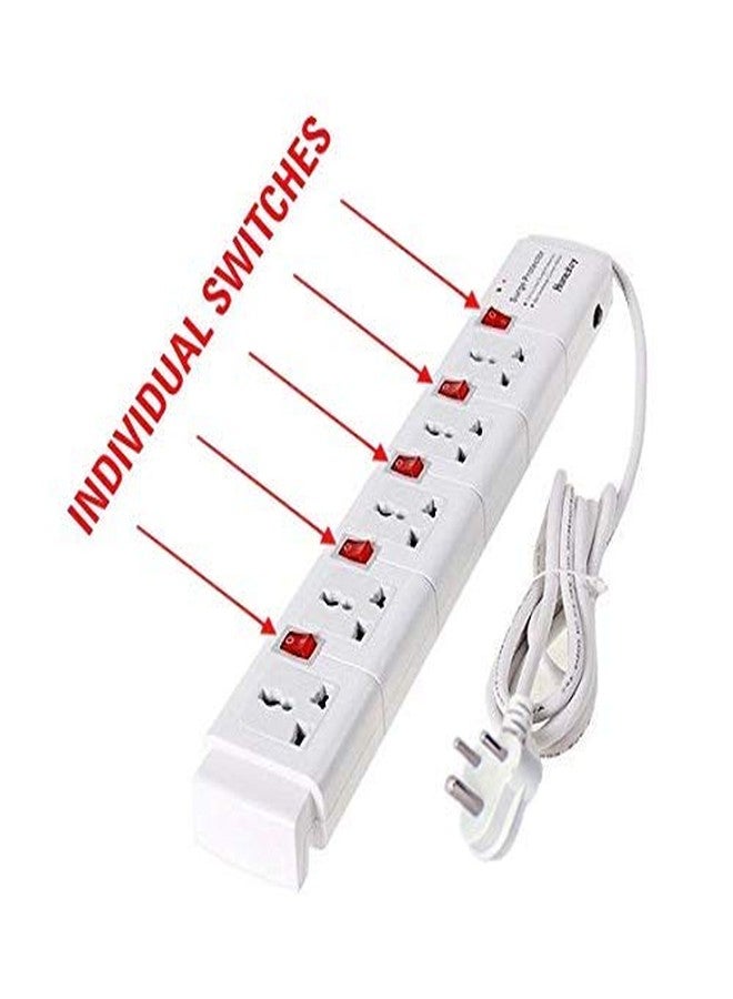 HuntKey PVC 5 Socket Surge Protector with Individual Switches, Overload Protection, Copper Material Body and Smart IC Technology Extension Cord (White) - Image 3