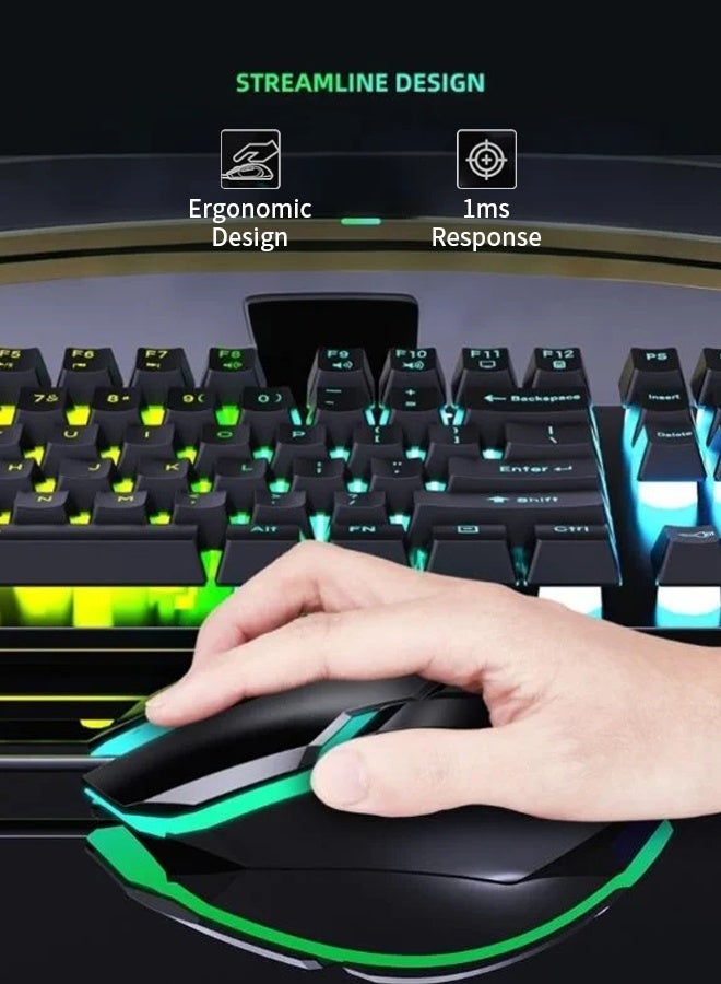 1200DPI wired mouse with rainbow RGB lights, ultra fast scroll wheel, 3 buttons, 145cm cable, and anti slip design, suitable for laptops, easy to click and Office home game console black - Image 5