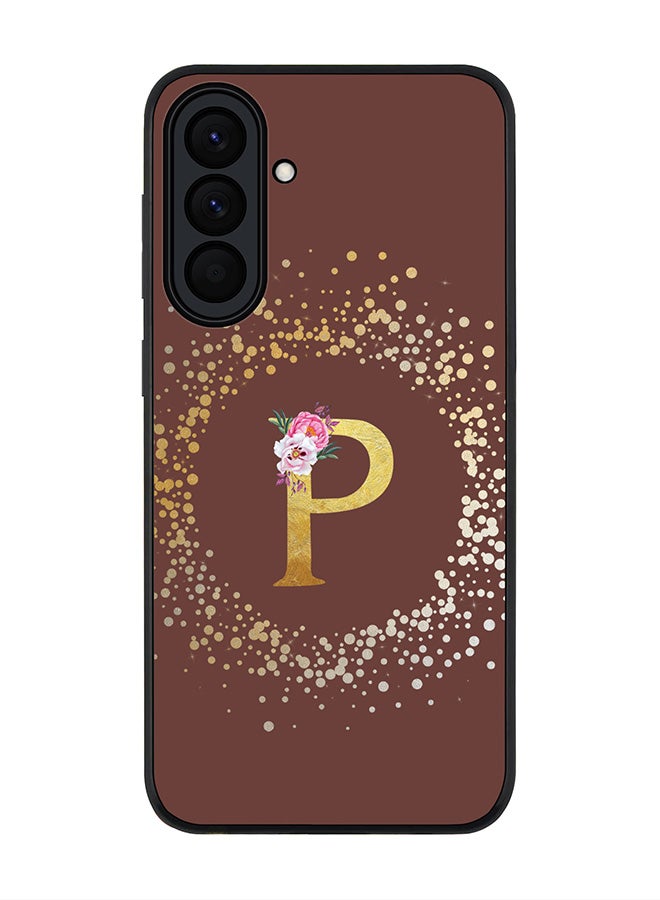 For Samsung Galaxy A37 Case,Slim fit Camera Protection, Shockproof Thin Phone cover  - Custom Monogram Floral - P  (Brown )