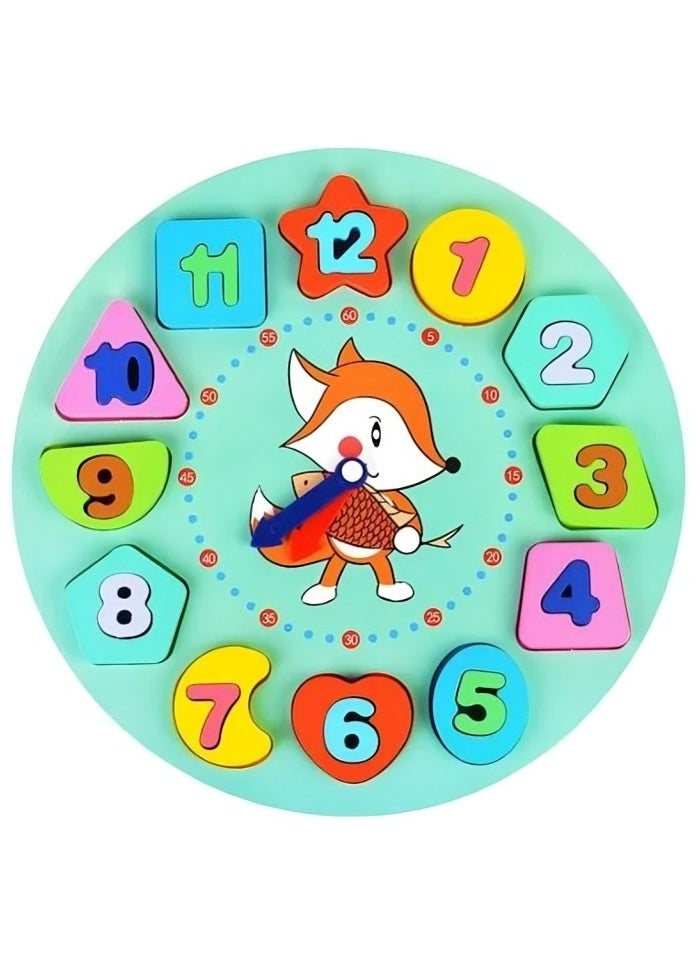 Generic - Teaching Supplies Wooden 3D Big Colored Time Digital Shape Clock, 12 Hour Time Activity Set Include Shapes and Puzzles, Pack for Individual Times and Colored Shapes Learning in Classrooms and Home - Image 1