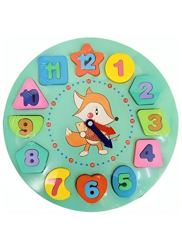 Generic - Teaching Supplies Wooden 3D Big Colored Time Digital Shape Clock, 12 Hour Time Activity Set Include Shapes and Puzzles, Pack for Individual Times and Colored Shapes Learning in Classrooms and Home - Image 1