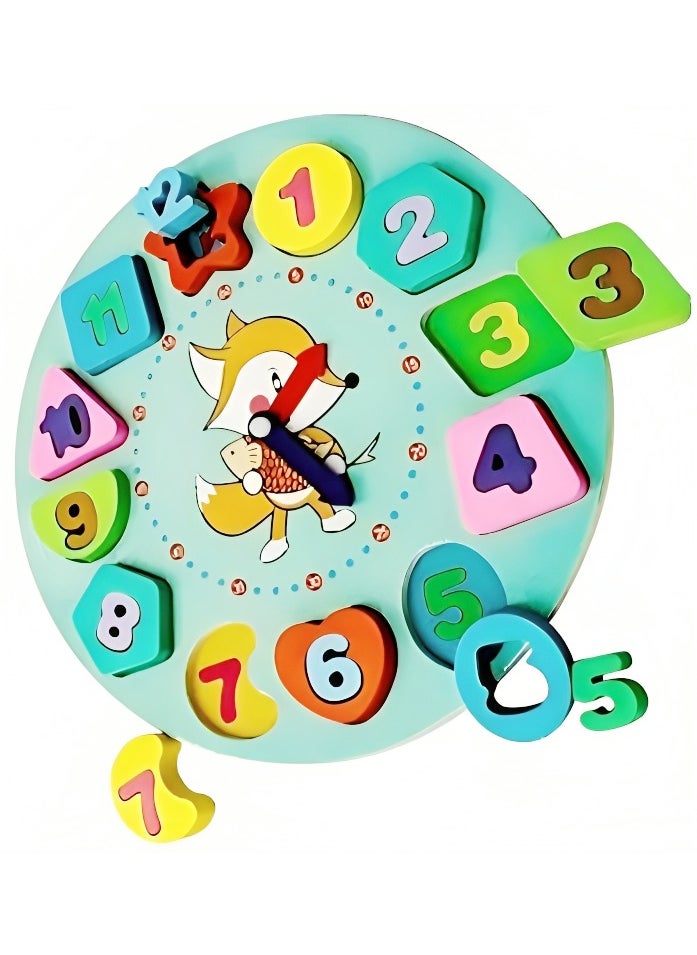 Generic - Teaching Supplies Wooden 3D Big Colored Time Digital Shape Clock, 12 Hour Time Activity Set Include Shapes and Puzzles, Pack for Individual Times and Colored Shapes Learning in Classrooms and Home - Image 1