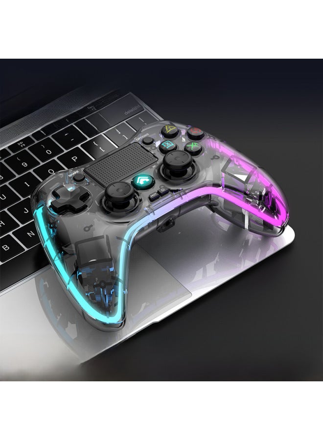 Neutral Ps4 Gamepad Transparent Rgb Dazzling Light Wireless Bluetooth Handle Computer Switch Mobile Phone Gamepad - Image 2
