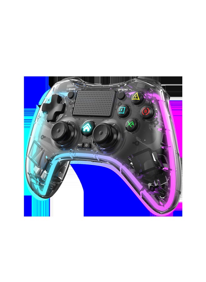 Neutral Ps4 Gamepad Transparent Rgb Dazzling Light Wireless Bluetooth Handle Computer Switch Mobile Phone Gamepad - Image 1