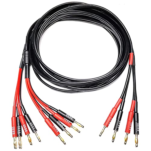 CNCESS CESS-106-6f Bi-Wire Banana Plug Splitter Speaker Cable, 2 Banana Plugs to 4 Banana Plugs, 12 Gauge, 2-Channel (6 Feet) - Image 1
