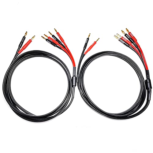 CNCESS CESS-106-6f Bi-Wire Banana Plug Splitter Speaker Cable, 2 Banana Plugs to 4 Banana Plugs, 12 Gauge, 2-Channel (6 Feet) - Image 2