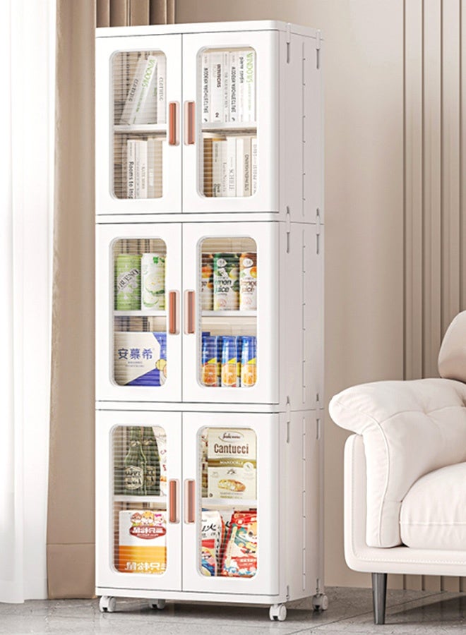 JCB CHIC Movable Storage Cabinet Transparent No Installation,Foldable Storage  Box With Wheel,Large-capacity Plastic Storage Bins with Clear Doors for Toys Clothes Shoes Organizer - Image 1