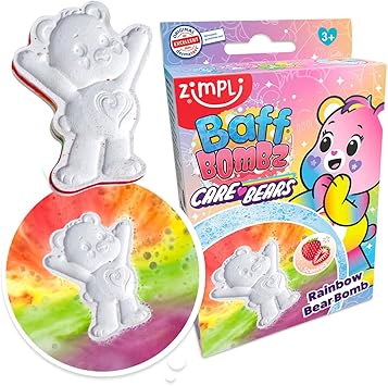 Zimpli Kids Care Bears Bath Bomb from Zimpli Kids Magically Creates Rainbow Special Effect Birthday Christmas Stocking Filler Gift Bath Toy for Children Pocket Money Toy Bubble Bath Fizzers  - Image 1