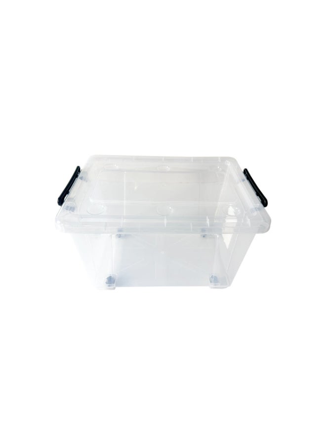 Marcolo Storage Box 60L Transparent Plastic Organizer with Wheels and Lid Multipurpose Storage Container - Image 1